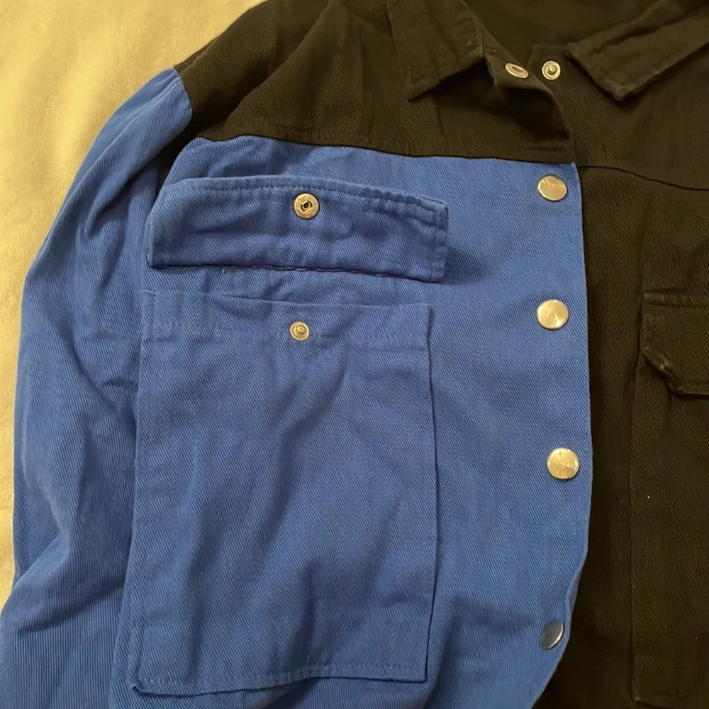 Snap-Button Collared Multicolor Jacket - Picture 4 of 7